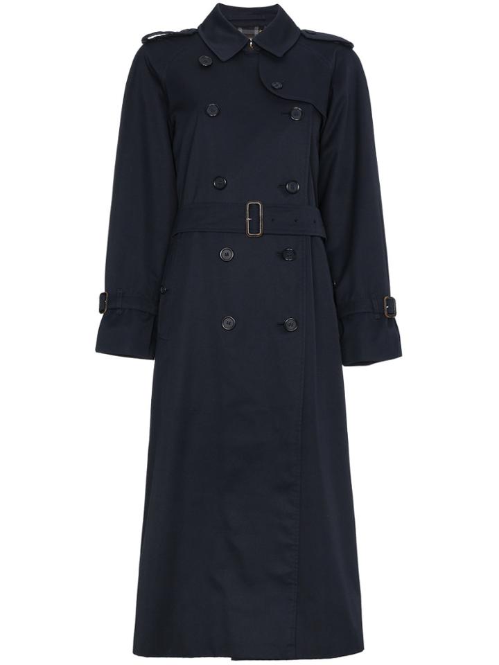 Burberry Restored 1980s Belted Double-breasted Trench Coat - Blue