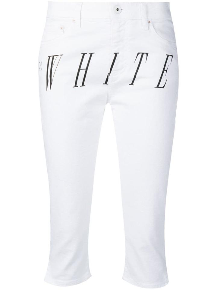 Off-white White Print Capri Pants