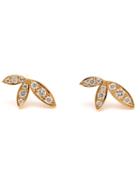 Jagga 18kt Rose Gold Lily Stud Earrings, Women's, Pink/purple