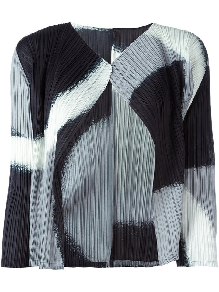 Pleats Please By Issey Miyake Abstract Pattern Cardigan, Women's, Size: 3, Black, Polyester