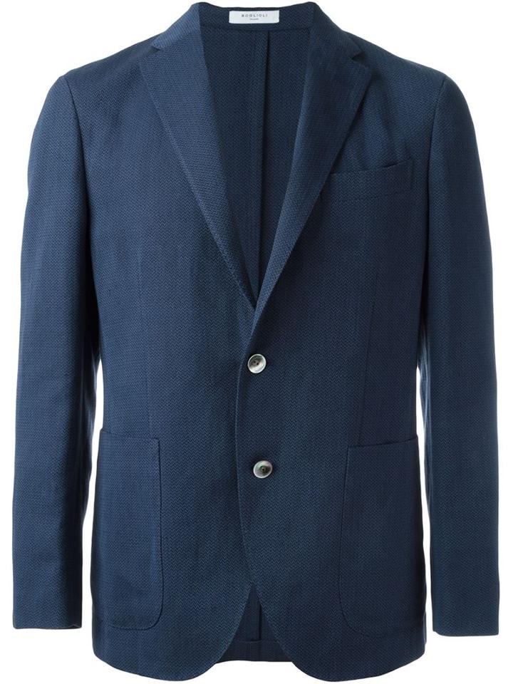 Boglioli Patch Pocket Blazer, Men's, Size: 48, Blue, Cotton/linen/flax/cupro