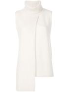 Cashmere In Love Cashmere Tania Turtleneck Sleeveless Top - Neutrals
