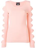 Boutique Moschino Sheer Detail Jumper, Women's, Size: 42, Pink/purple, Rayon/polyester
