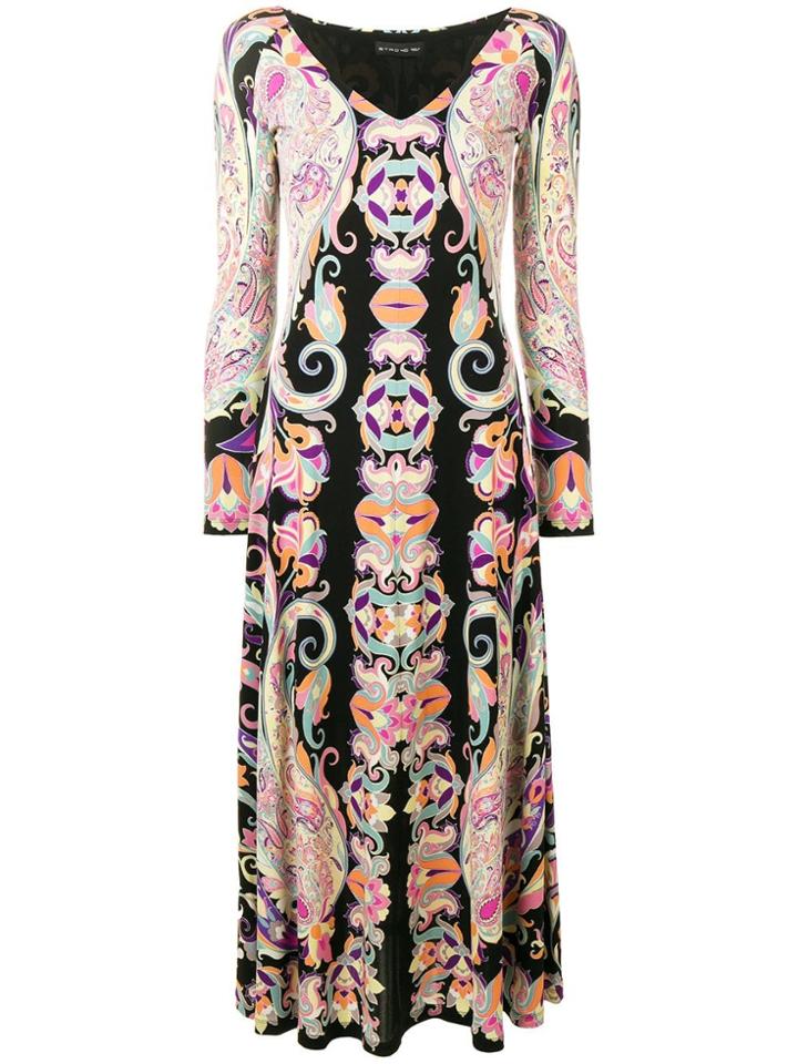 Etro Paisley Print Midi Dress - Black