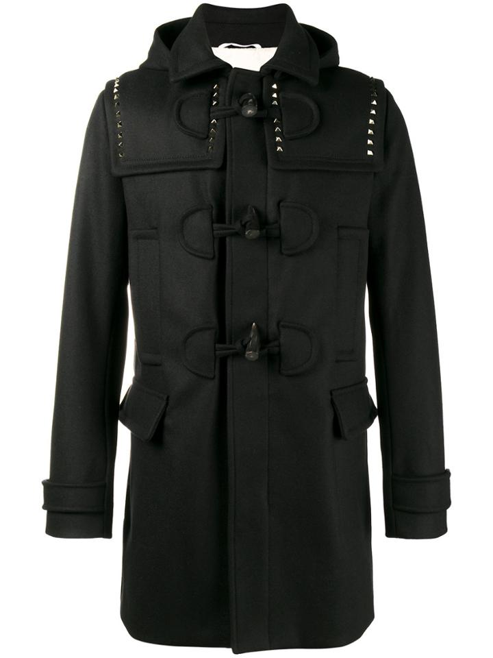 Valentino Rockstud Duffle Coat - Black