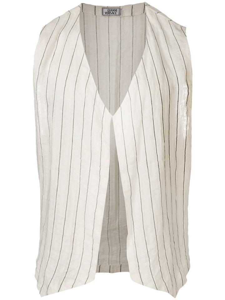 Versace Vintage 1990's Pinstriped Vest - Neutrals