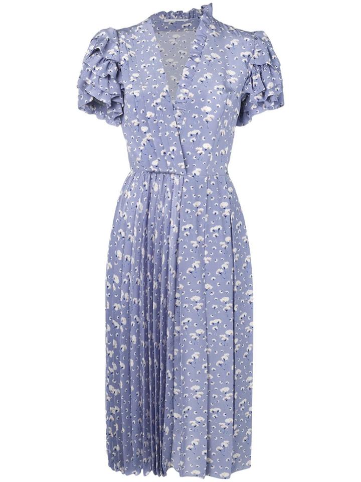 Ermanno Scervino Floral Pleated Dress - Blue