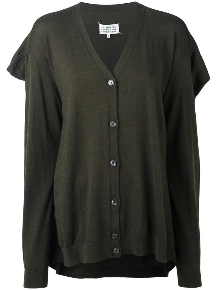 Maison Margiela Flap Detail Cardigan, Women's, Size: Large, Green, Wool