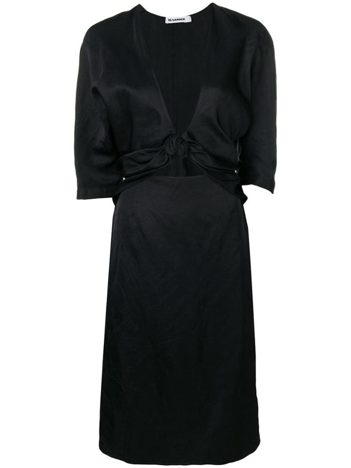 Jil Sander Front Knot Pencil Dress - Black