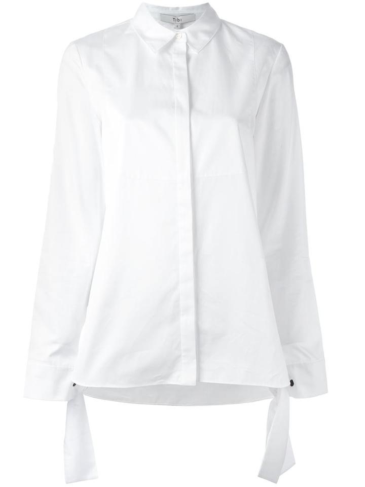 Tibi Tie Cuff Shirt, Women's, Size: 6, White, Cotton