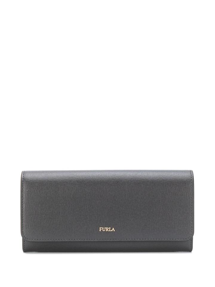 Furla Foldover Logo Plaque Purse - Grey