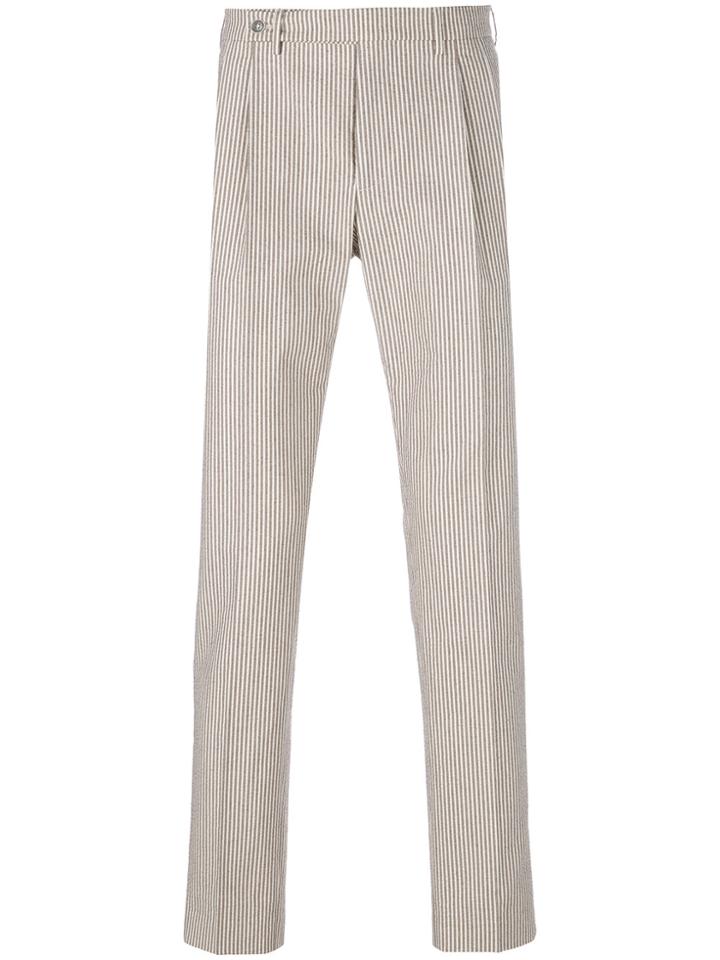 Berwich Striped Straight Leg Trousers - Nude & Neutrals