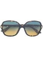 Gucci Eyewear - Printed Frame Sunglasses - Women - Acetate - 55, Brown, Acetate