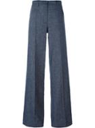 Erika Cavallini Wide Leg Trousers, Women's, Size: 44, Blue, Linen/flax/cotton/spandex/elastane