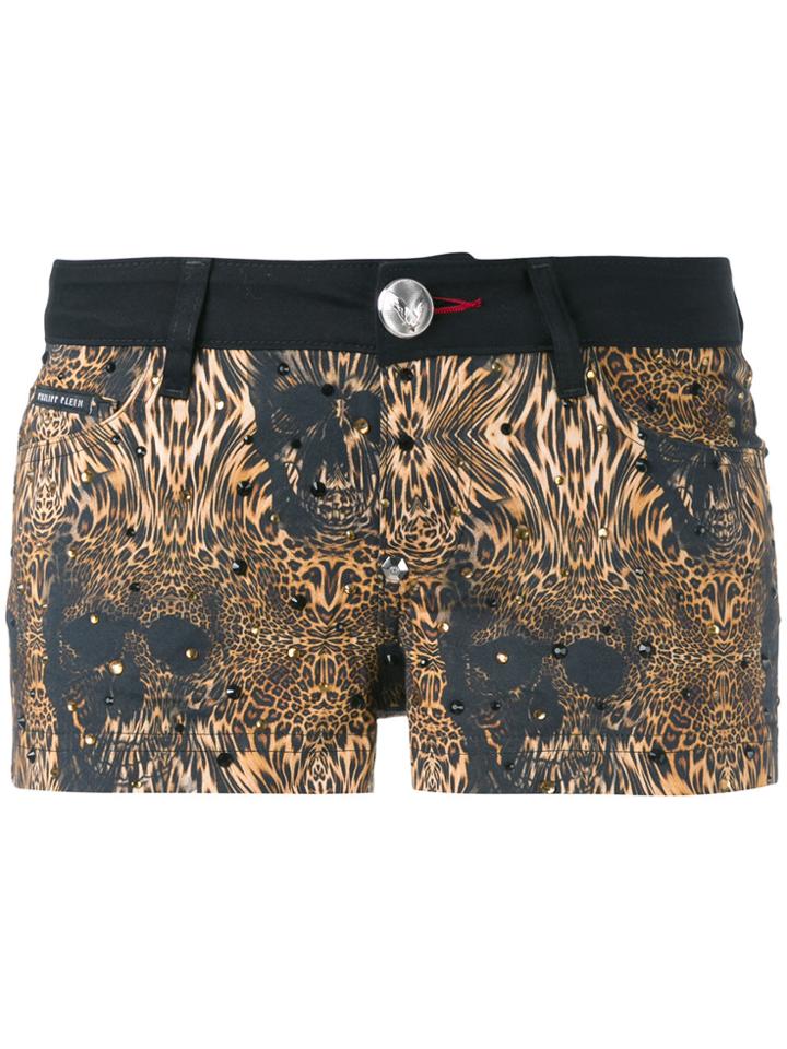 Philipp Plein Leopard Print Shorts - Black