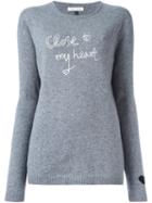 Bella Freud Heart Detail Jumper, Women's, Size: Large, Grey, Cashmere