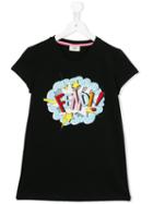 Fendi Kids Logo Explosion Print T-shirt, Girl's, Size: 14 Yrs, Black