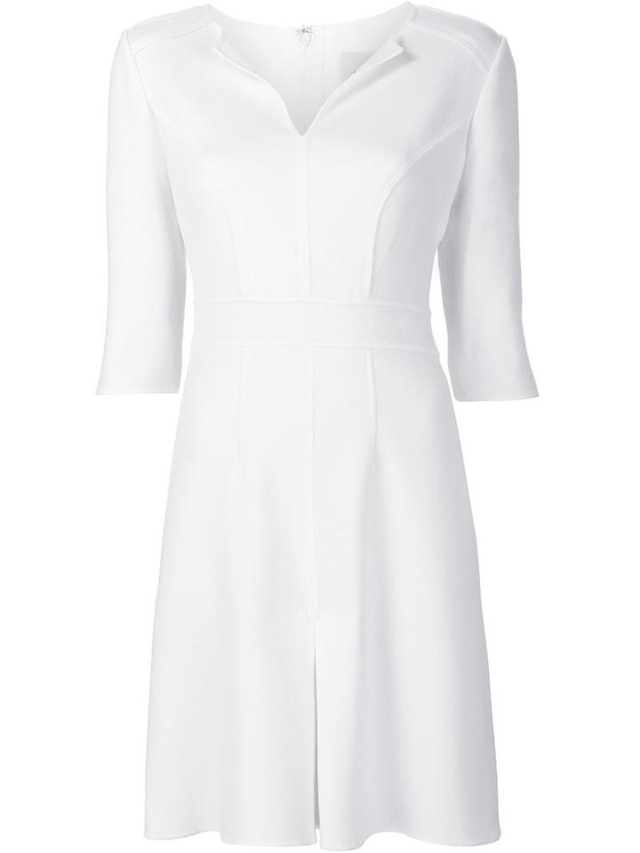 Carolina Herrera Pleat Dress, Women's, Size: 10, White, Wool