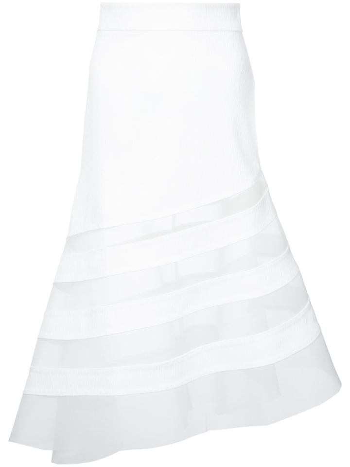 Robert Wun - Sheer Panel Skirt - Women - Polyester - 6, White, Polyester