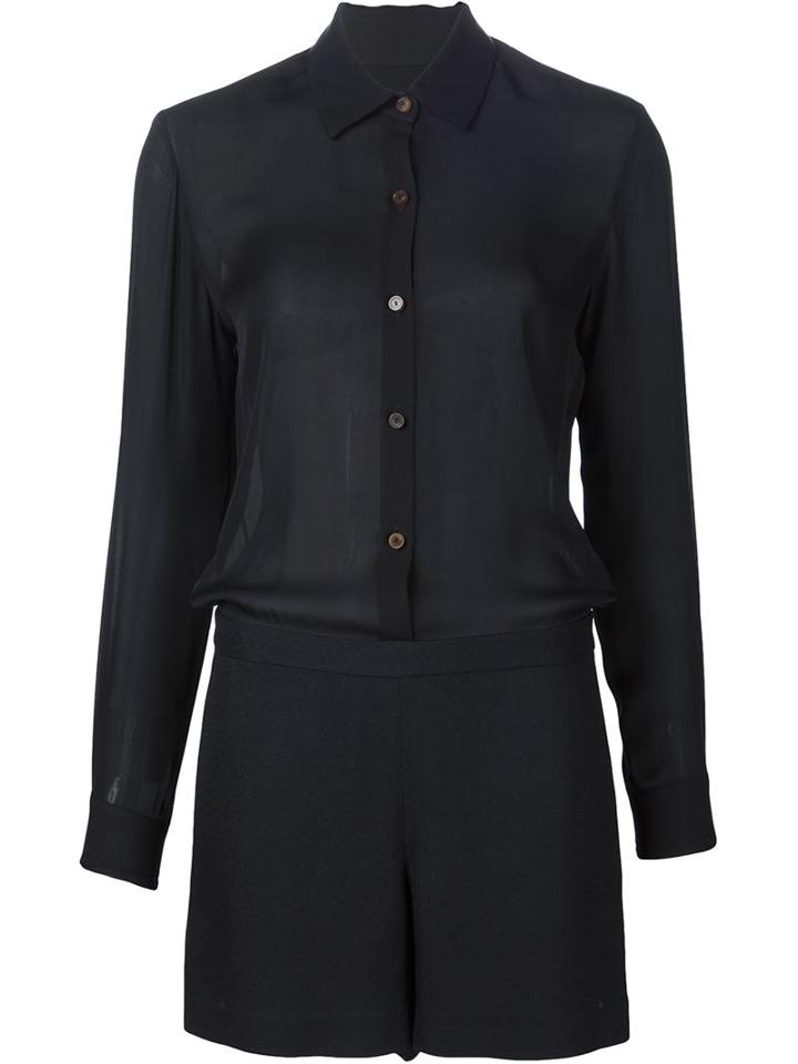 Rosetta Getty Shirt Playsuit, Women's, Size: 4, Black, Silk/viscose
