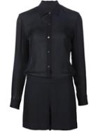 Rosetta Getty Shirt Playsuit, Women's, Size: 4, Black, Silk/viscose