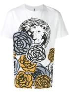 Versus Lion Floral Print T-shirt, Men's, Size: Medium, White, Cotton
