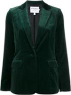 Frame Denim Single Breasted Velvet Jacket, Women's, Size: Large, Green, Polyester/cotton/lyocell/spandex/elastane
