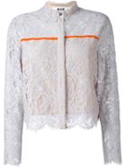 Msgm Lace Overlay Cropped Jacket