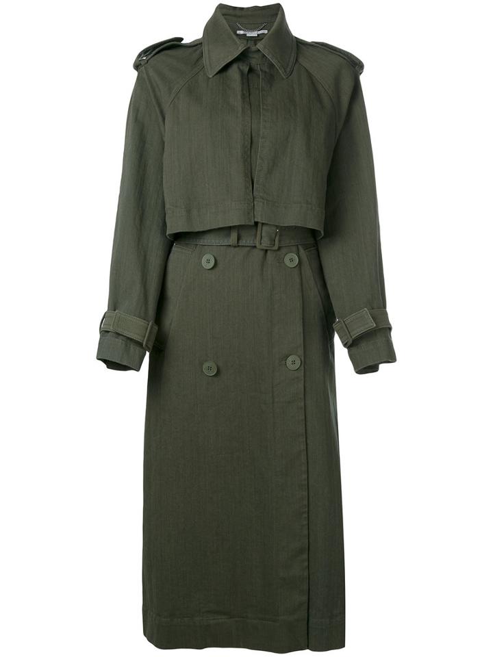 Twill Trench Coat - Women - Cotton/spandex/elastane - 38, Green, Cotton/spandex/elastane, Stella Mccartney