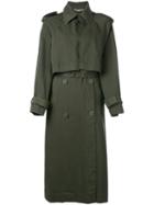 Twill Trench Coat - Women - Cotton/spandex/elastane - 38, Green, Cotton/spandex/elastane, Stella Mccartney