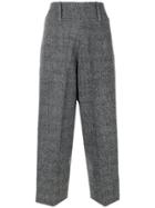 Lardini Cropped High-waisted Trousers - Grey