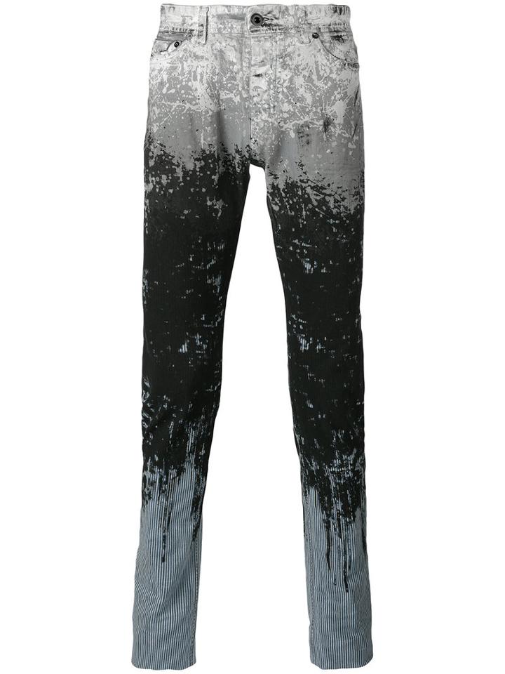 Diesel Black Gold Paint Splat And Stripe Skinny Jeans, Men's, Size: 32, Cotton/spandex/elastane