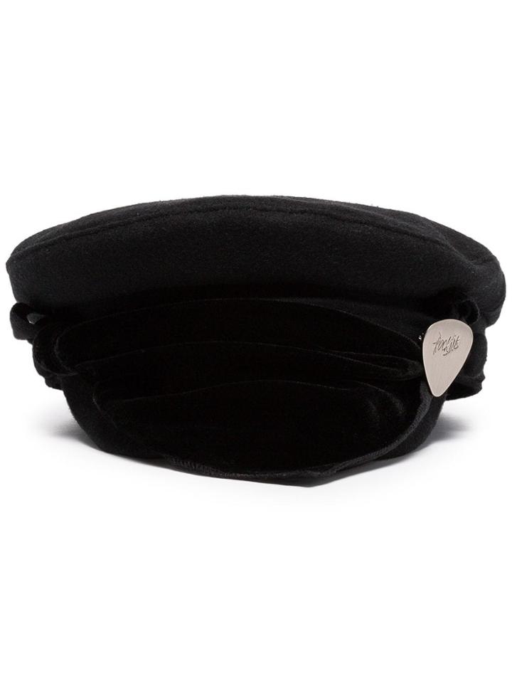 Rockins Black Velvet Scarf Detail Wool Blend Hat