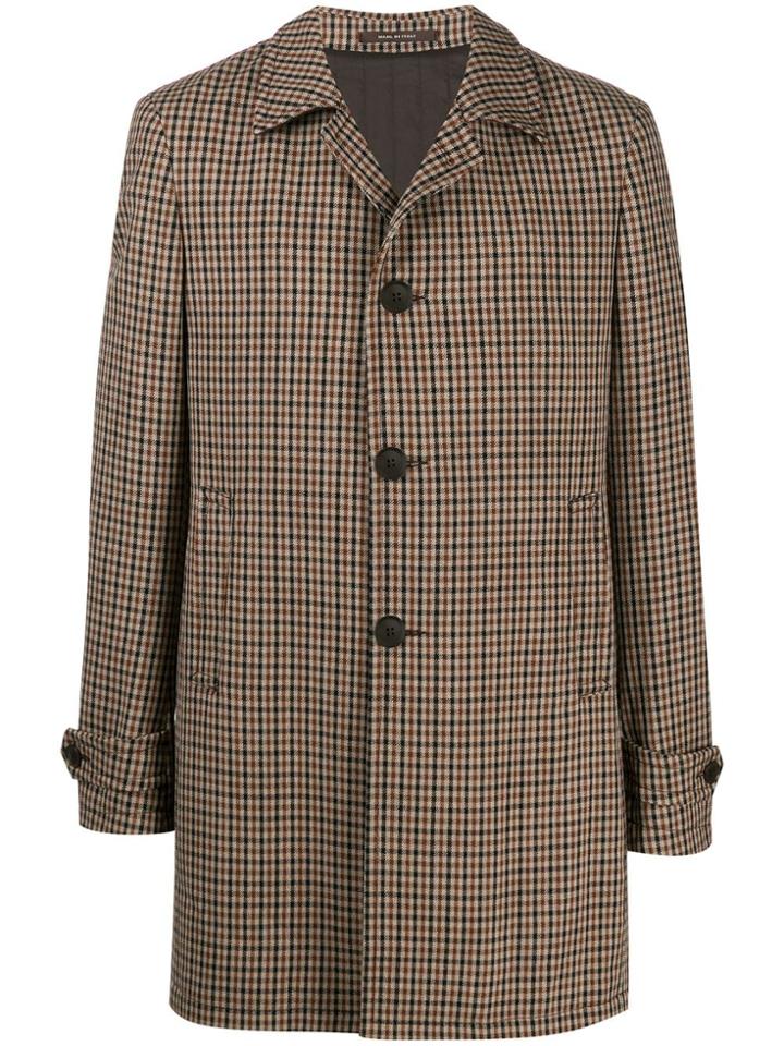 Tagliatore Check Print Coat - Brown
