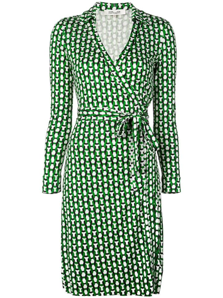 Dvf Diane Von Furstenberg Geo Print Wrap Dress - Green