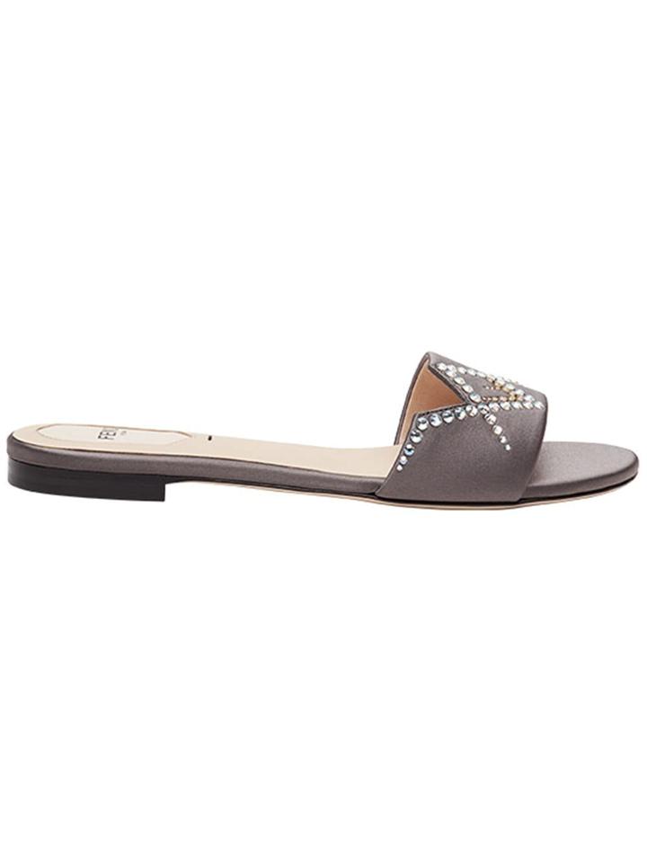 Fendi Sabot Flat Mules - Grey