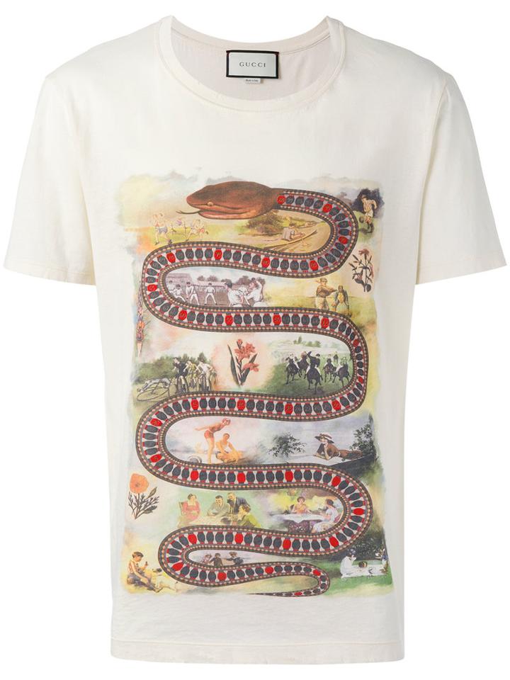 Gucci Kingsnake Print T-shirt, Men's, Size: Xl, Nude/neutrals, Cotton