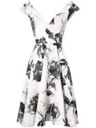 Christian Siriano Floral Flared Dress - White