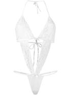 Folies By Renaud Cut-out Lace Bodysuit, Women's, White, Nylon