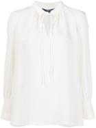 Derek Lam Tie Collar Blouse, Women's, Size: 36, White, Silk