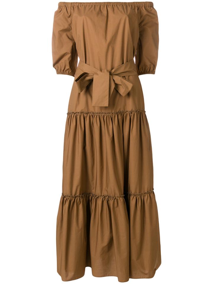 Roberto Collina Off-the-shoulders Long Dress - Brown