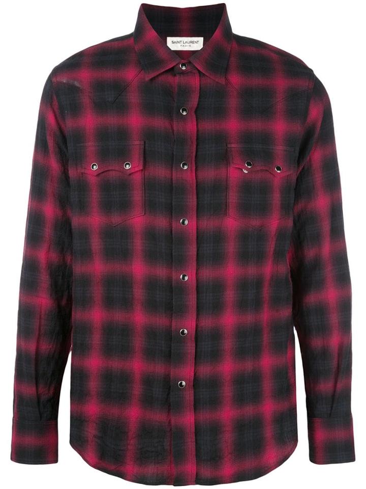 Saint Laurent Checked Button Shirt - Black