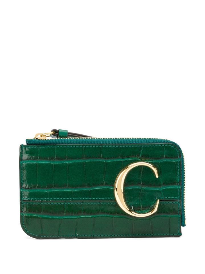 Chloé Logo Plaque Wallet - Green
