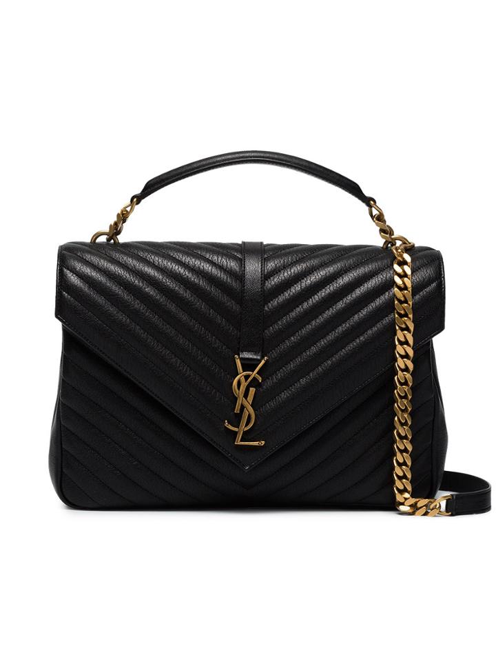 Saint Laurent Collège Quilted Leather Shoulder Bag - Black