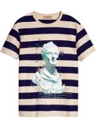 Burberry Bust Print Striped Cotton T-shirt - White