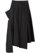 Marc By Marc Jacobs Oversized Pocket Asymmetric Pleated Skirt, Women's, Size: 4, Black, Cotton/spandex/elastane
