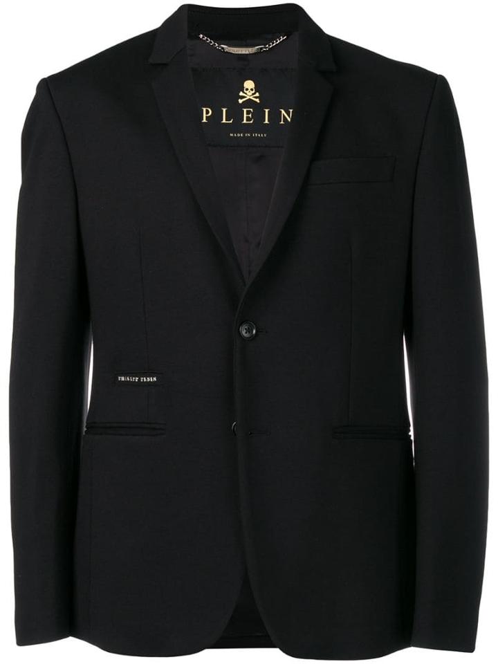 Philipp Plein Buttoned Logo Blazer - Black