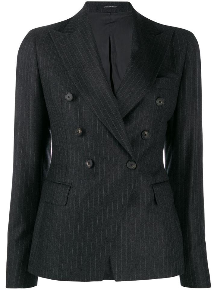 Tagliatore Pinstripe Fitted Blazer - Grey