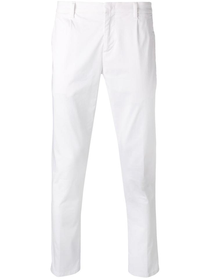 Paolo Pecora Straight Leg Trousers, Men's, Size: 52, White, Cotton/spandex/elastane