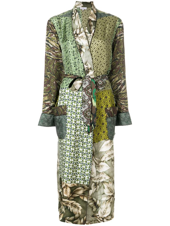 Pierre-louis Mascia Printed Belted Coat - Green